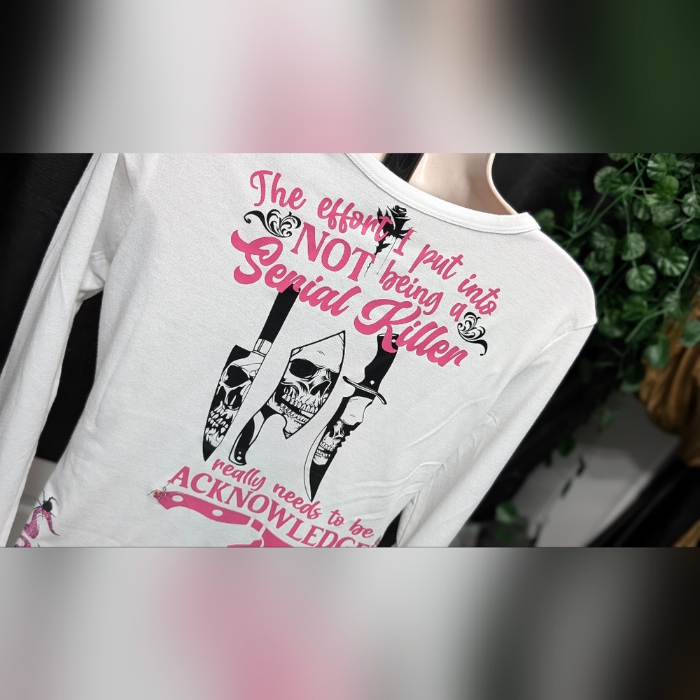 White Gothic Glitter Vixen & Morbid Drip Combo Shirt MD